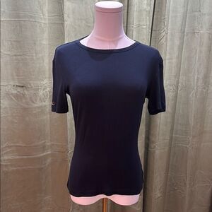 St. John Blue Fitted Short Sleeve T-Shirt, S